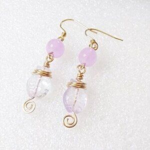 Soft Feminine Lilac Hues! Mermaid Approved! Unique Beaded Fish Dangle Earrings